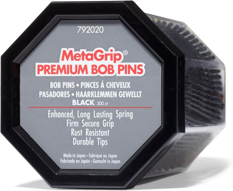 MetaGrip Premium Black Bobby Pins, 300 Count - Durable and Rust-Resistant Hair Styling Accessories - Image 1